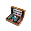 Acacia Wood Poker Box with 2 Decks & Poker Chips – Brass “POKER” Inlay & Corners – Luxury Gift for Father’s Day, Christmas, Game Night