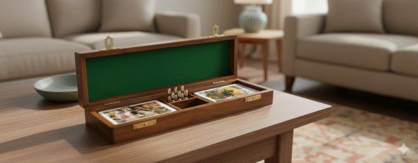 Handcrafted Wooden Cribbage Board Set with 2 Decks of Cards & Metal Pegs