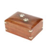 Handcrafted Wooden Pet Urn Box with Brass Paw Inlay