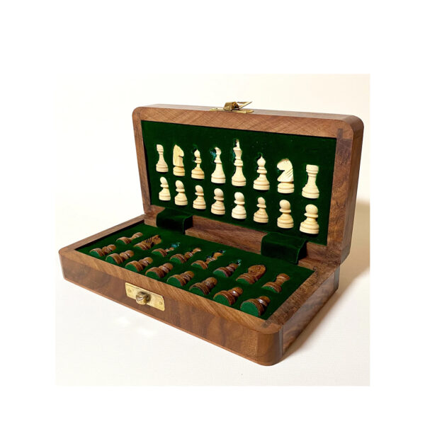 Magnetic Wooden Chess Set 7"x7" – Folding Box with Chess Pieces, Acacia & Maple Wood – Perfect Gift for Father’s Day, Mother’s Day, Christmas, Birthday
