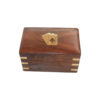 Wooden Playing Card Storage Box - 2 Deck Holder with Brass Ace Inlay & 12 Brass Corners (12.5x7.5x7.5 cm)