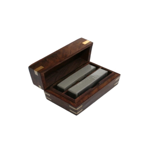 Wooden Playing Card Storage Box - 2 Deck Holder with Brass Ace Inlay & 12 Brass Corners (12.5x7.5x7.5 cm)